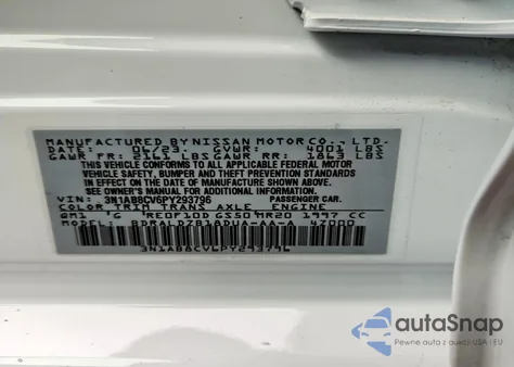 2023 Nissan Sentra Sv z USA, uszkodzony, nr VIN 3N1AB8CV6PY293796